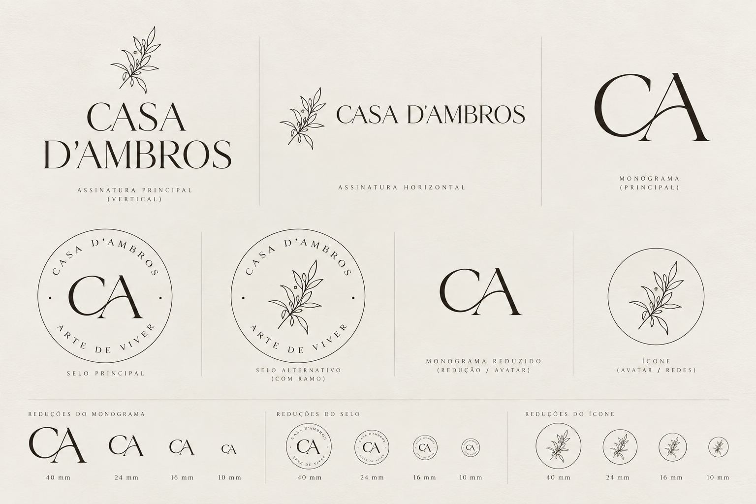 Logotipo, monograma e selos da Casa D’ambros