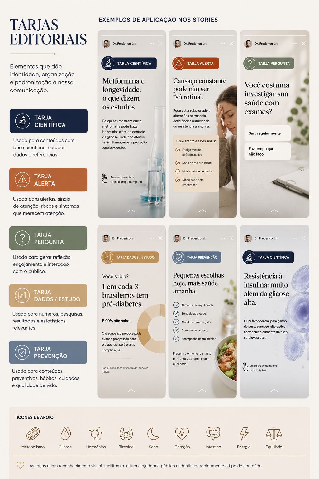Tarjas editoriais para redes sociais