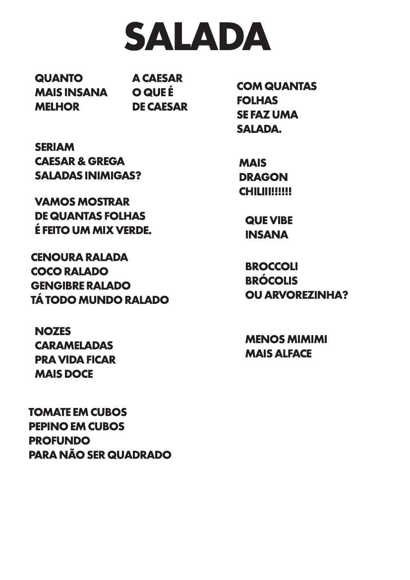 Frases para o cardápio de saladas